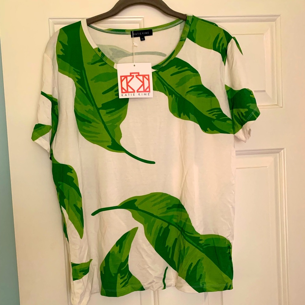 New Katie Kime tropical Banana Leaf Top size XL